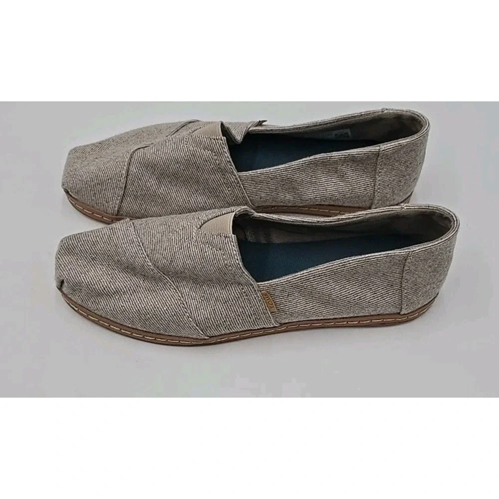 Toms Alpargata Leather Wrap Natural Shimmer‎ Twill Womens 9.5 Beachy